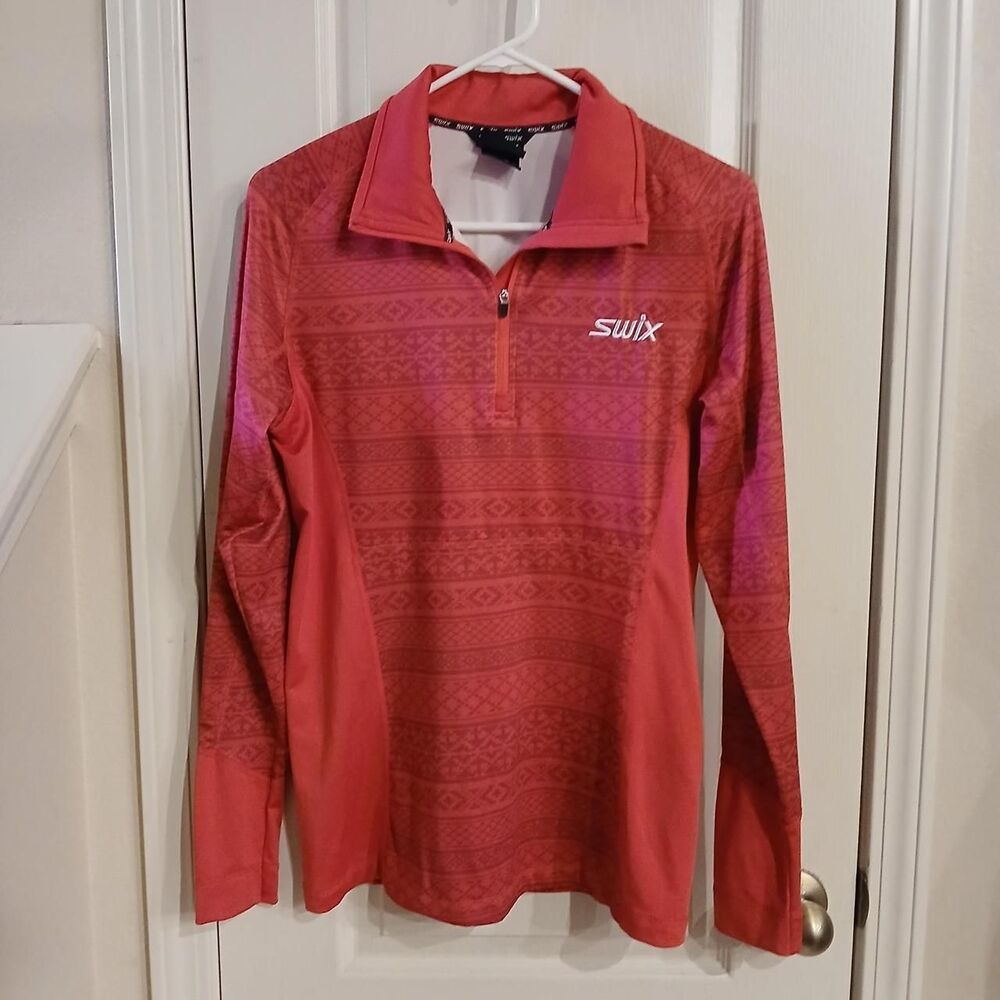 Swix Moisture-Wicking Quick-Drying Long-Sleeve Base Layer 1/4-Zip Shirt Large